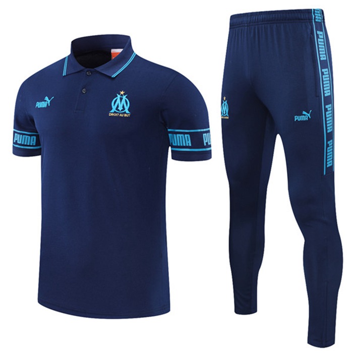 Kit Maglia Polo Marsiglia OM + Pantaloni Blu Navy 2021/2022