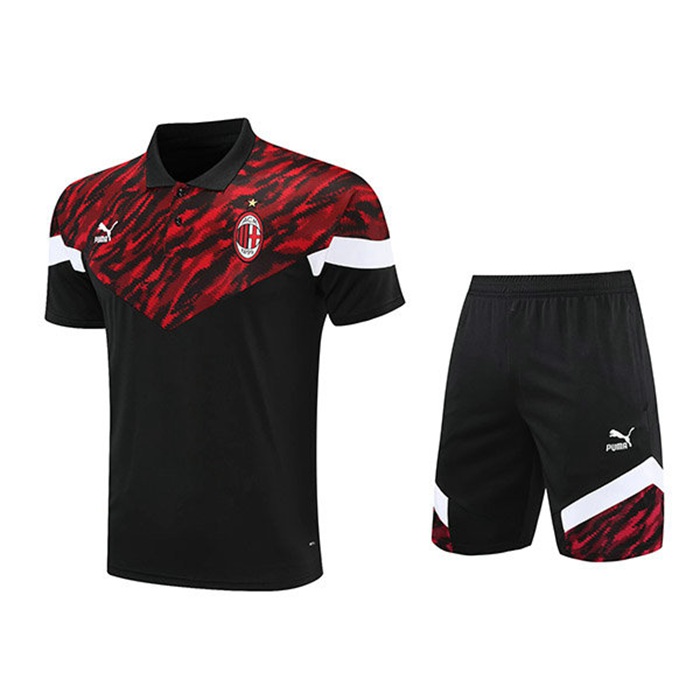 Kit Maglia Polo AC Milan + Pantaloncini Rosso/Nero 2021/2022