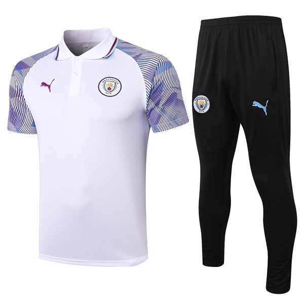 Nuova Kit Maglia Polo Manchester City + Pantaloni Bianco/Violet 2020/2021