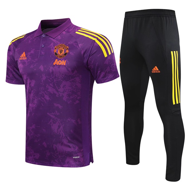 Nuova Kit Maglia Polo Manchester United + Pantaloni Violet/Giallo 2020/2021
