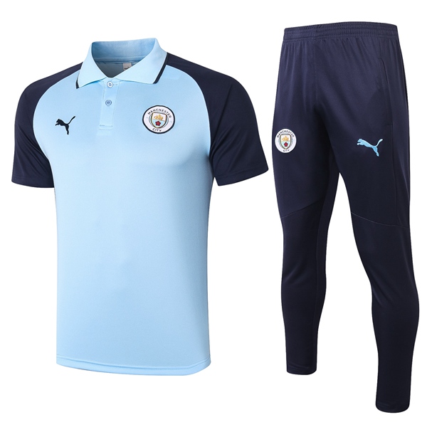 Nuova Kit Maglia Polo Manchester City + Pantaloni Blu 2020/2021