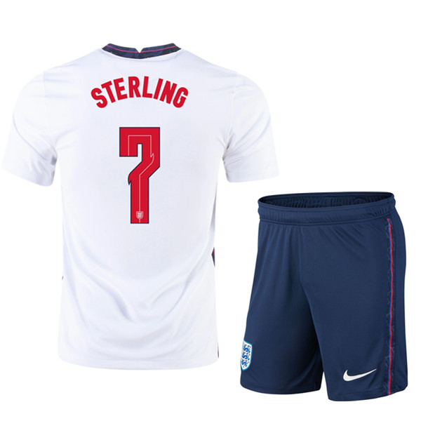 Maglia Calcio UEFA Euro 2020 Inghilterra (Sterling 7) Bambino Prima