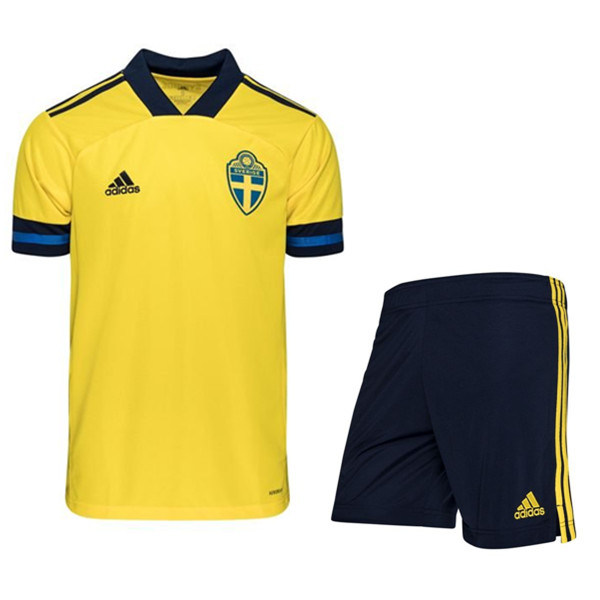 Kit Maglia Calcio Svezia Prima + Pantaloncini UEFA Euro 2020