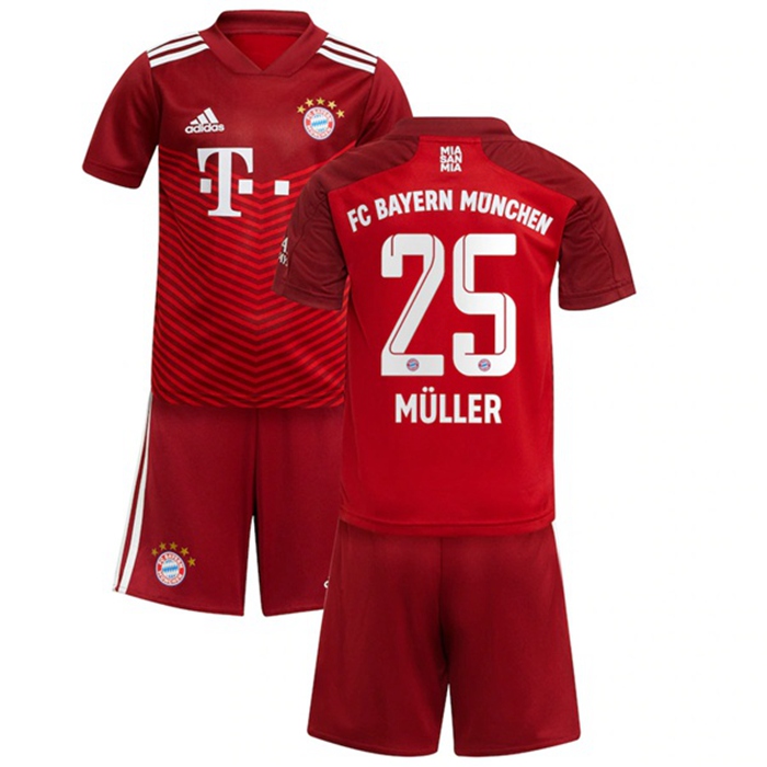 Maglie Calcio Bayern Monaco (Muller 25) Bambino Prima 2021/2022