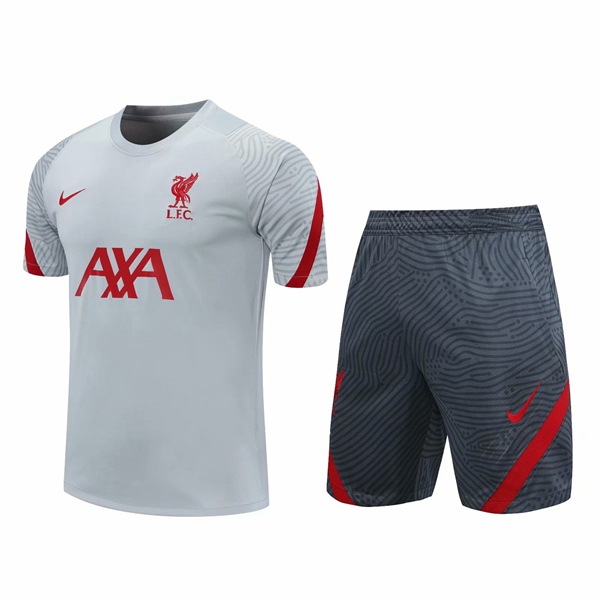 Nuova Kit Maglia Allenamento FC Liverpool + Pantaloncinis Grigio 2020/2021