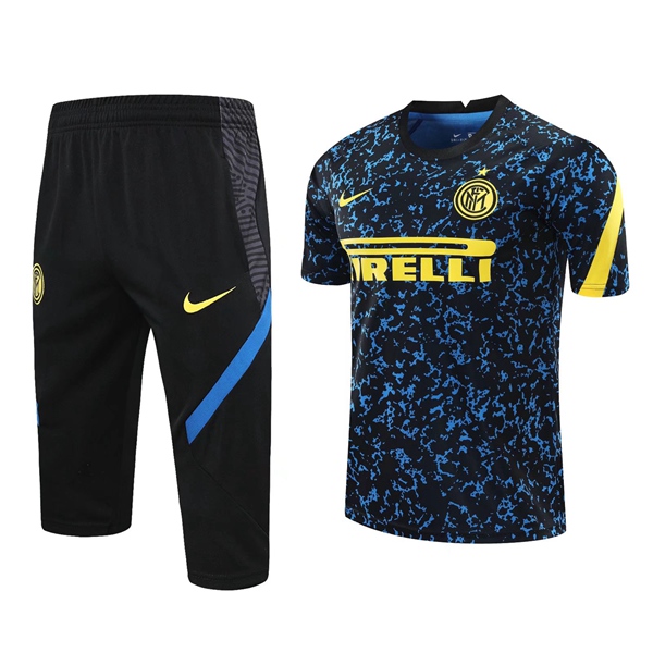 Nuova Kit Maglia Allenamento Inter Milan + Pantaloni 3/4 Blu 2020/2021