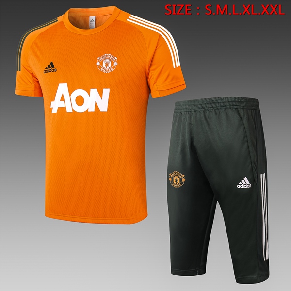Nuova Kit Maglia Allenamento Manchester United + Pantaloni 3/4 Giallo 2020/2021