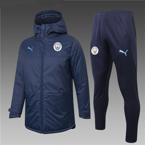 Nuova Piumino Calcio Manchester City Blu Marin + Pantaloni 2020/2021
