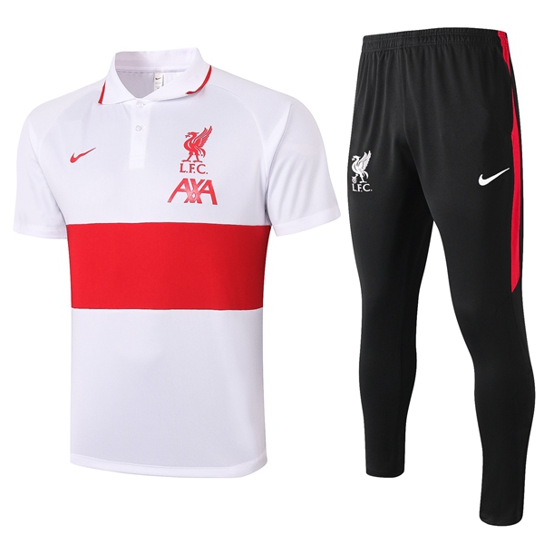 Nuova Kit Maglia Polo FC Liverpool + Pantaloni Rosso/Bianco 2020/2021