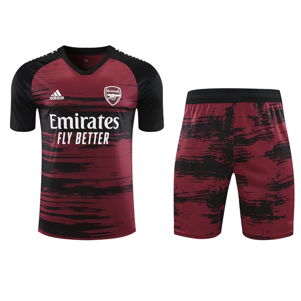 Nuova Kit Maglia Allenamento Arsenal + Shorts Rosso/Nero 2020/2021