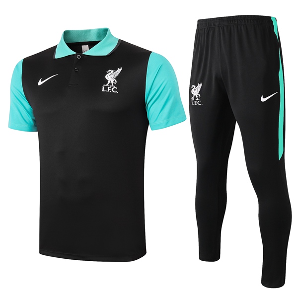 Nuova Kit Maglia Polo FC Liverpool + Pantaloni Nero 2020/2021