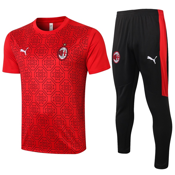 Nuova Kit T Shirt Allenamento Milan AC + Pantaloni Rosso 2020/2021