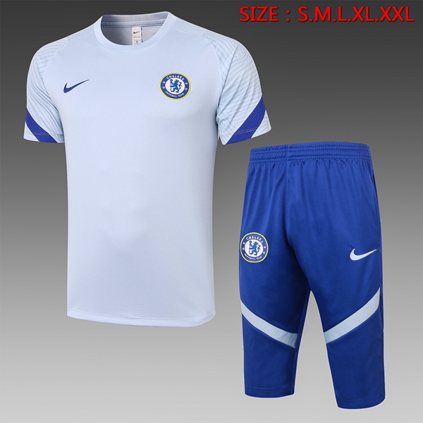 Nuova Kit T Shirt Allenamento FC Chelsea + Pantaloni 3/4 Grigio 2020/2021