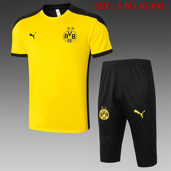 Nuova Kit T Shirt Allenamento Dortmund BVB + Pantaloni 3/4 Giallo 2020/2021