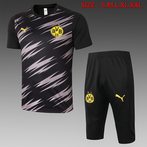 Nuova Kit T Shirt Allenamento Dortmund BVB + Pantaloni 3/4 Nero 2020/2021