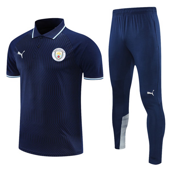 Kit Maglia Polo Manchester City + Pantaloni Blu Navy 2021/2022