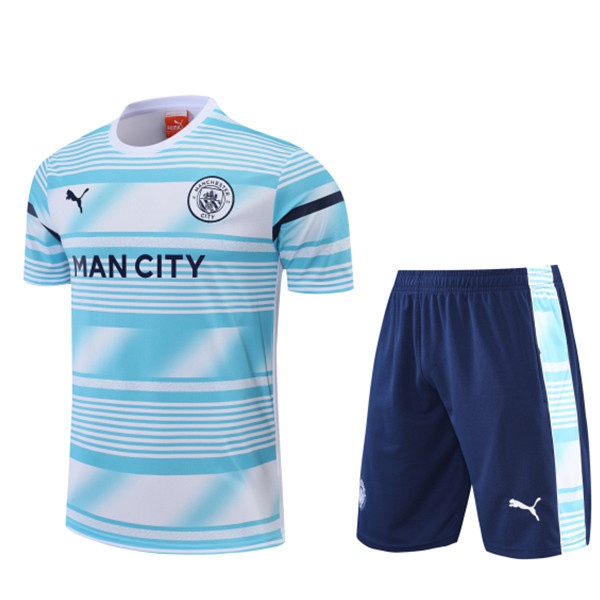 T Shirt Allenamento +Pantaloncini Manchester City Blu/Bianco 2022/2023