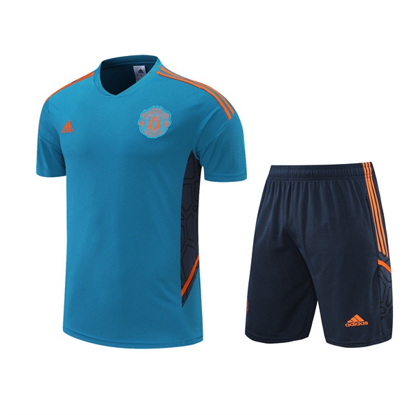 T Shirt Allenamento +Pantaloncini Manchester United Blu 2022/2023