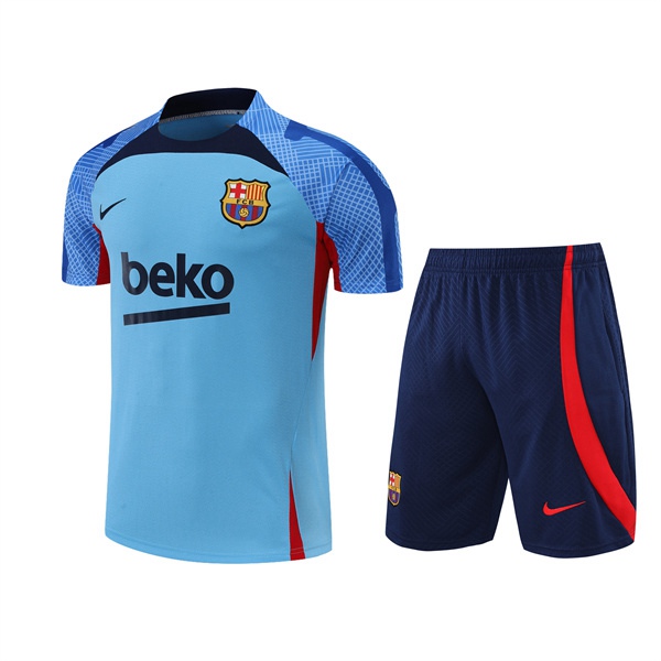 T Shirt Allenamento +Pantaloncini FC Barcellona Blu 2022/2023