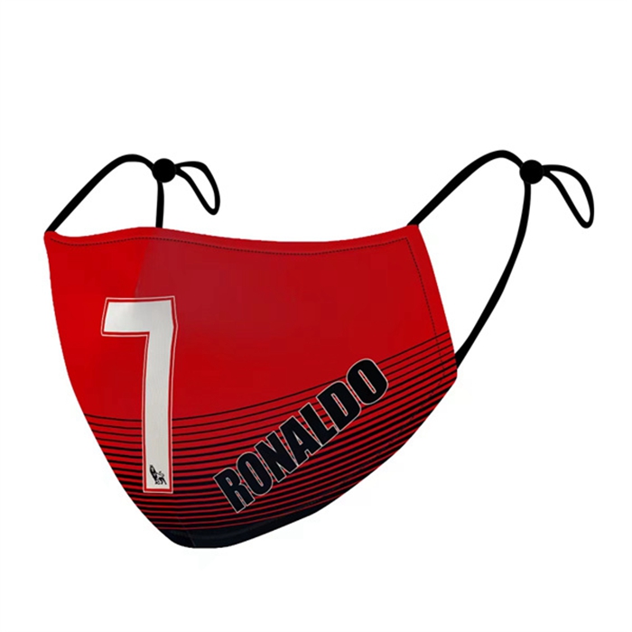 Mascherine Calcio Ronaldo 7 Rosso/Nero Reutilisable