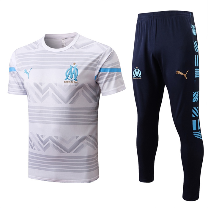 T Shirt Allenamento + Pantaloni Marsiglia OM Bianco 2022/2023