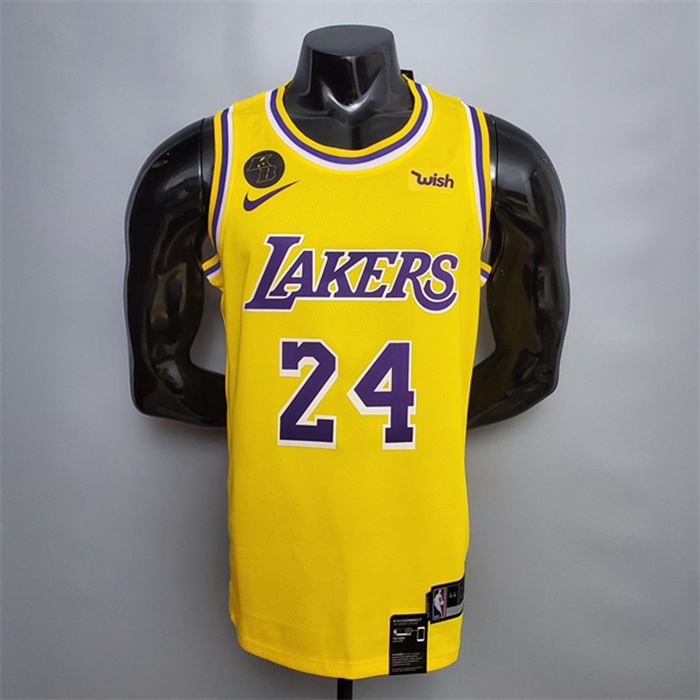 Maglia Los Angeles Lakers (Bryant #24) Giallo Encolure Ronde Commemorative Edition