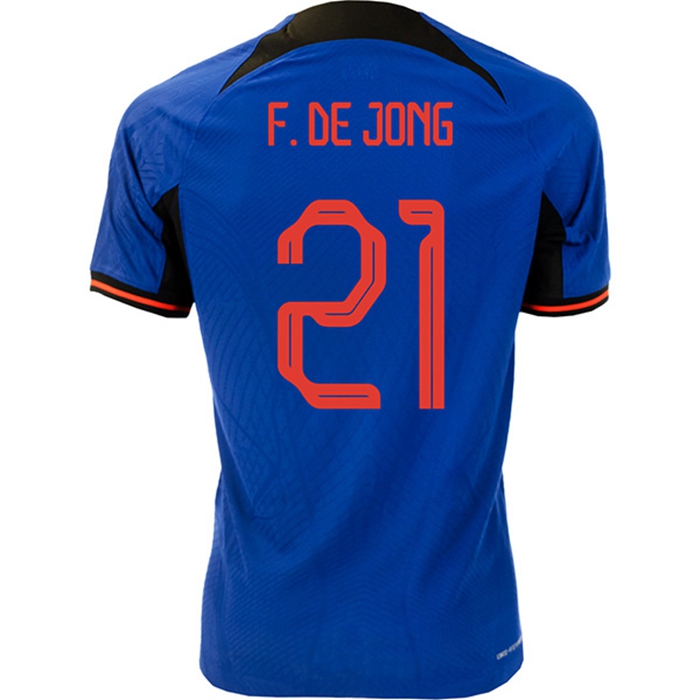 Maglie Calcio Paesi Bassi (F.DE JONG #21) Coppa Del Mondo 2022 Seconda