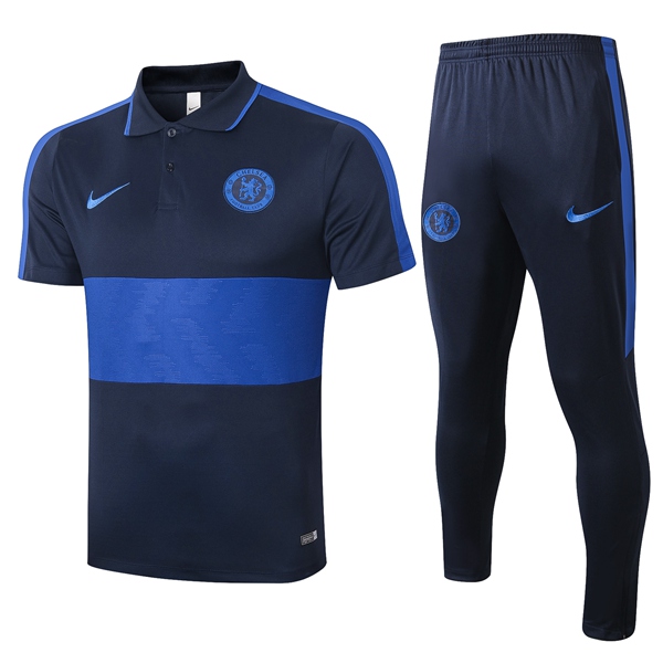 Nuova Kit Maglia Polo FC Chelsea + Pantaloni Blu Reale 2020/2021