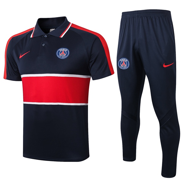 Nuova Kit Maglia Polo Paris PSG + Pantaloni Blu Reale Rosso 2020/2021