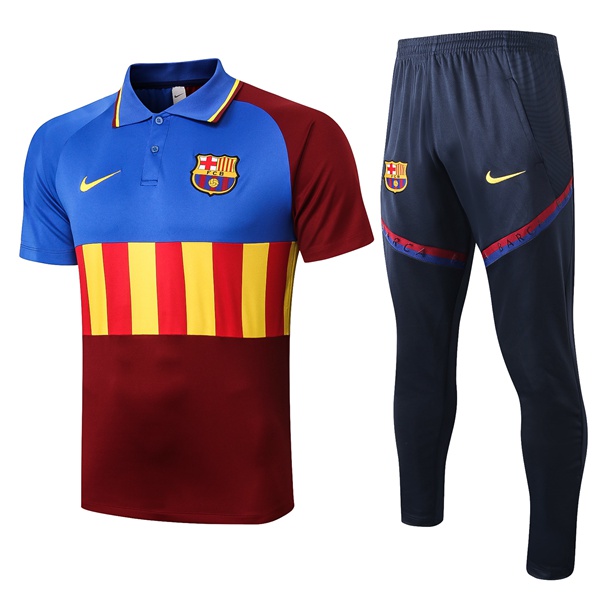 Nuove Kit Maglia Polo FC Barcellona + Pantaloni Blu Rosso 2020/2021